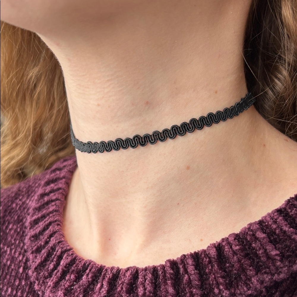 Black Wavy Stretch Tattoo Choker Necklace